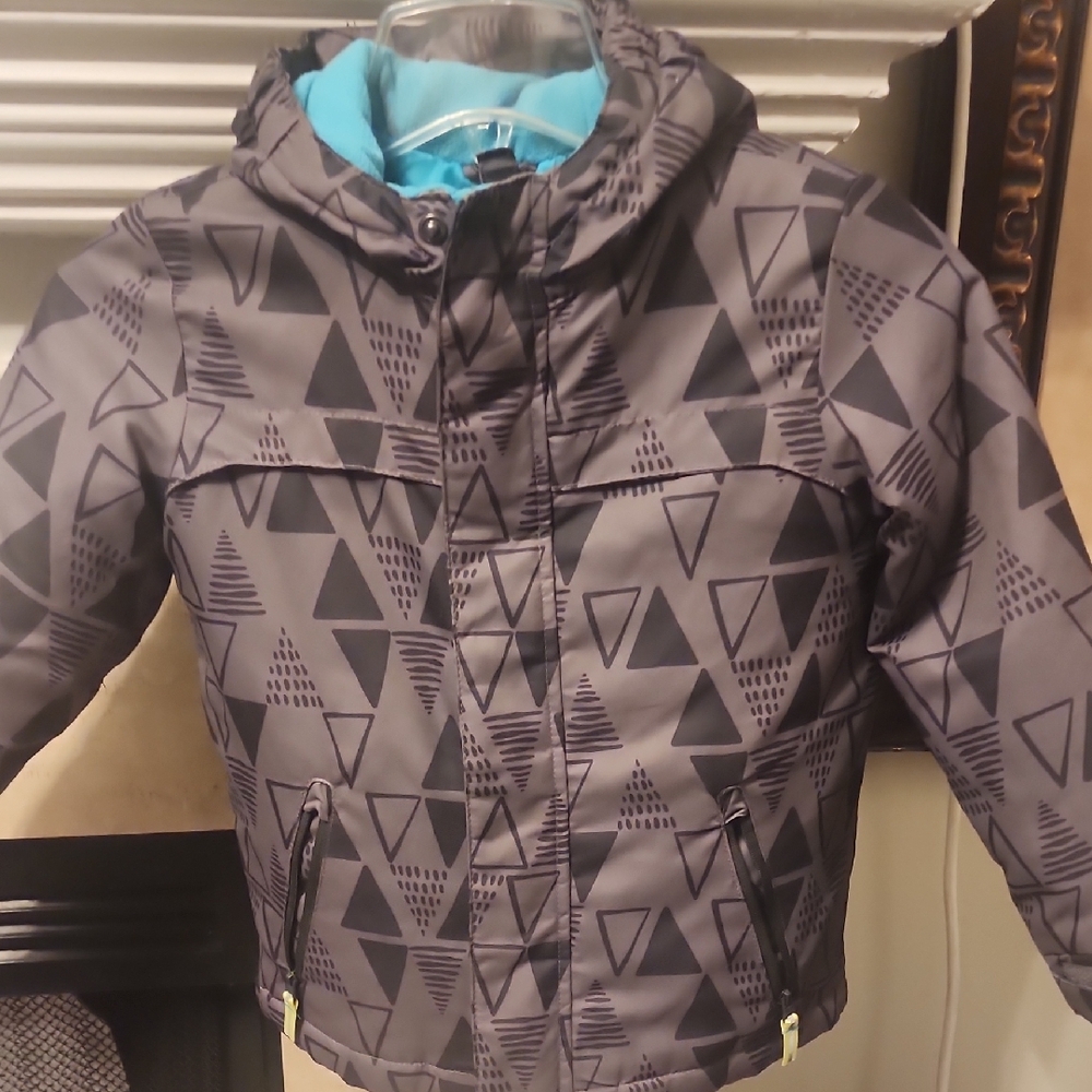 Geometric Pattern Kids Jacket - Gray